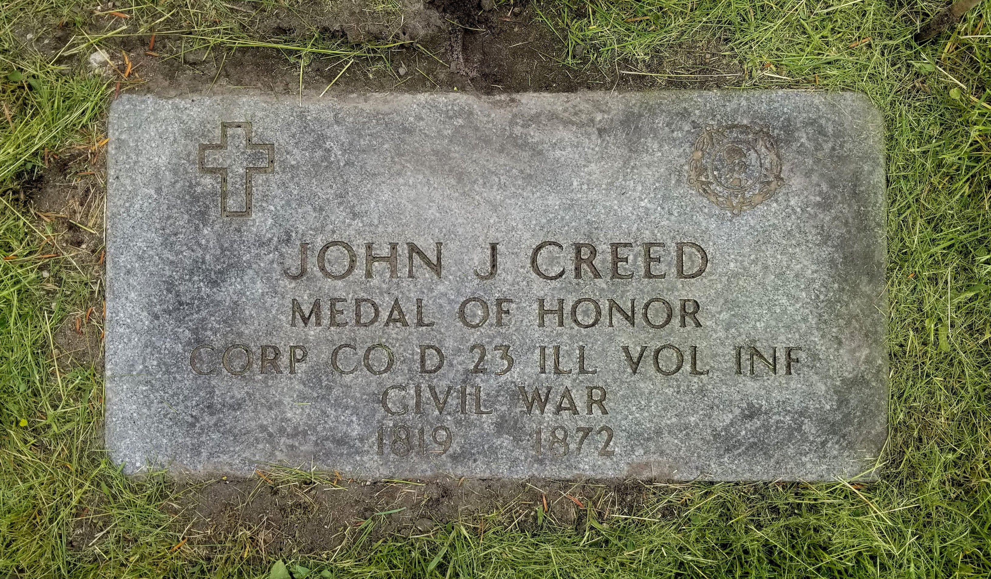 Medal of Honor Recipient Private John Creed Headstone